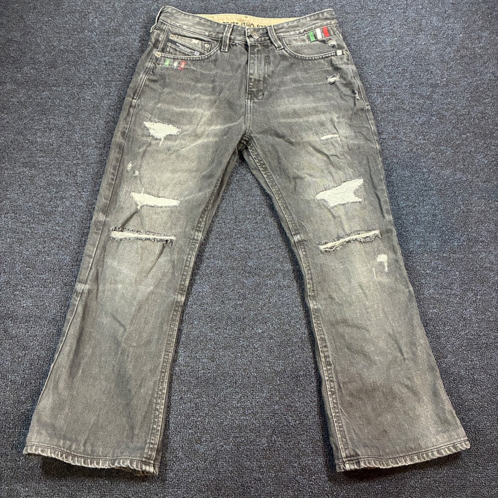 Diesel Larkee-X Jeans Mens 32 31x27 Italian Flag Straight Distressed Ripped
